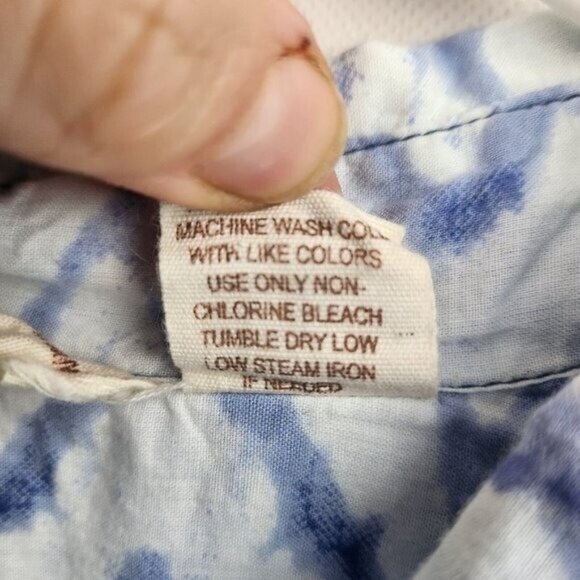 Beaches & BOHO Womens Tunic Top Medium Blue White Tie Dye Coastal Resort Hippie - Picture 7 of 9